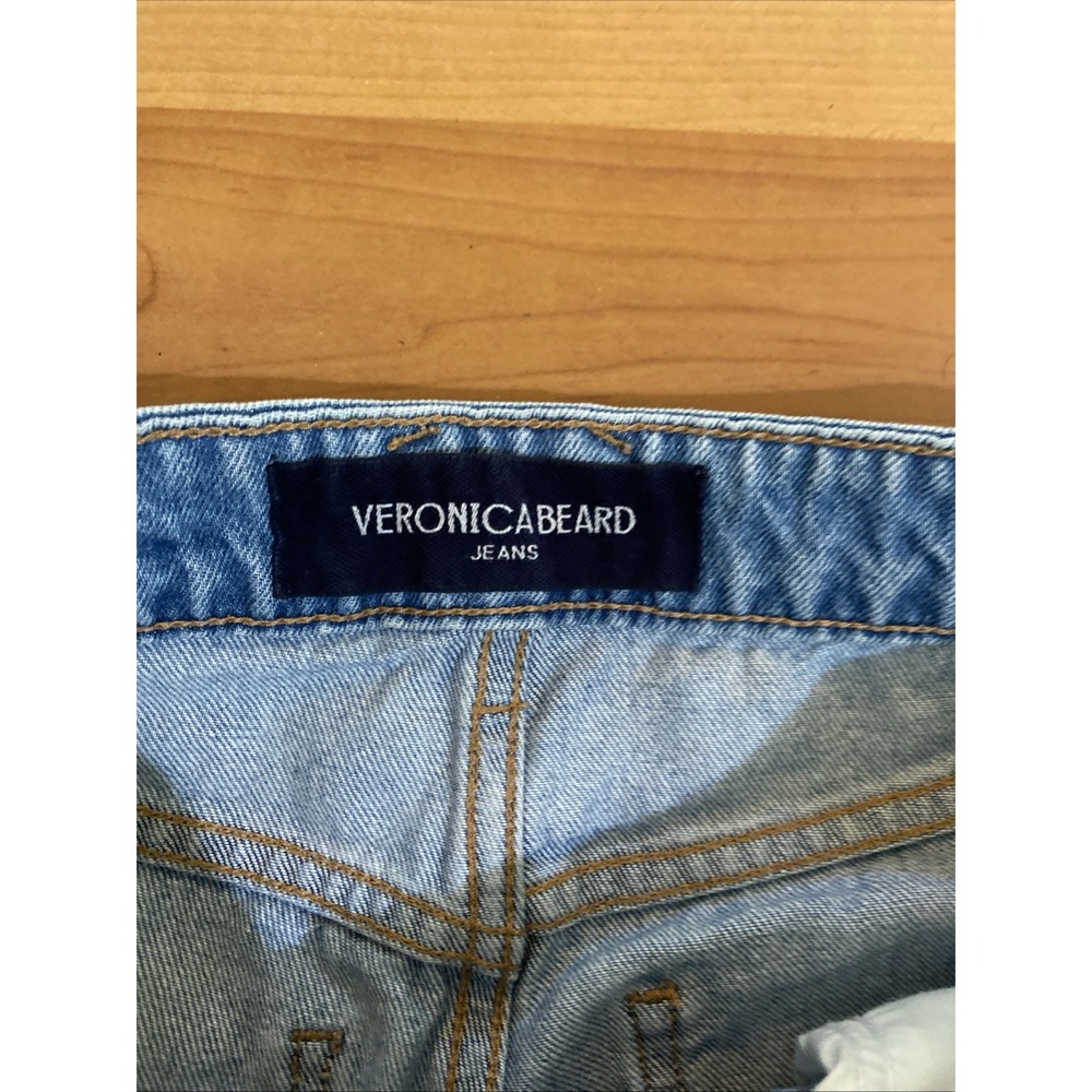 Veronica Beard Jeans Dylan Straight Leg Ankle High Rise Crop Distressed Size 28 - Picture 4 of 10